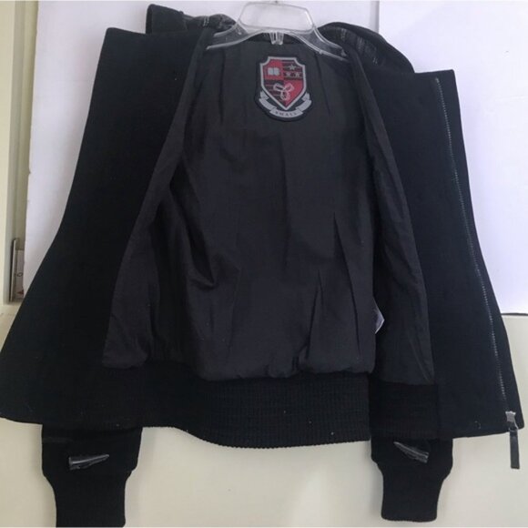 Aritzia TNA Wool Pea Coat Hood Toggle Buttons Zipper Bomber Jacket Wool Military - Picture 6 of 15